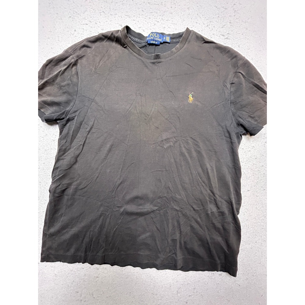 Polo Ralph Lauren T Shirt 100% Cotton Black Solid Medium Mens
